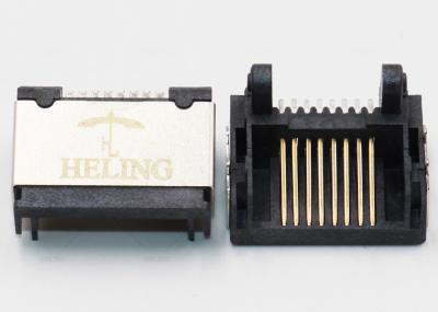 Único SMT terminal de contato do chapeamento ouro de R/A conector RJ45 50 U protegido portuário de”