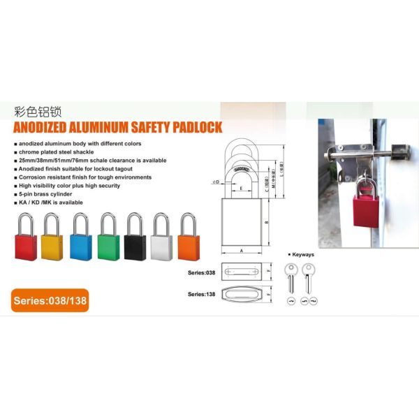 40mm Heavy Duty Industrial Safety Lockout Padlocks Outdoor Square Type Aluminum Eco-Friendly Durable High Safety Keyed Alike