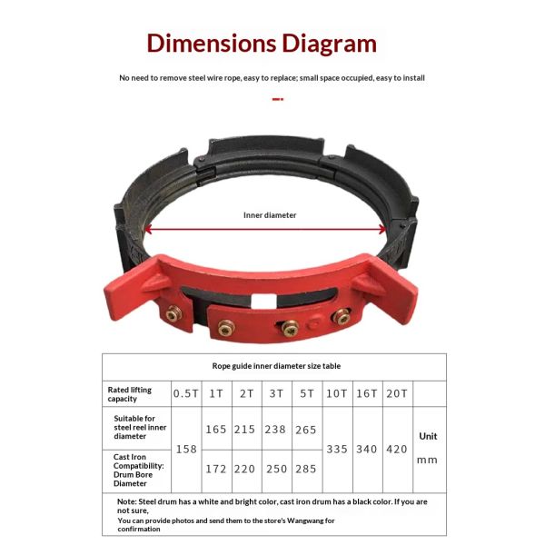 5T Capacity Rope Guide for Electric Hoist with 1 Year Warranty - Winch Rope Guide Device
