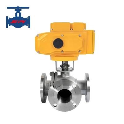 Water Medium Type 3-Way Electric Flanged Ball Valve with Direct Mount Mounting
