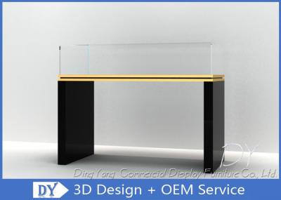 Caixa de visualização de jóias negras / vitrine de jóias de vidro