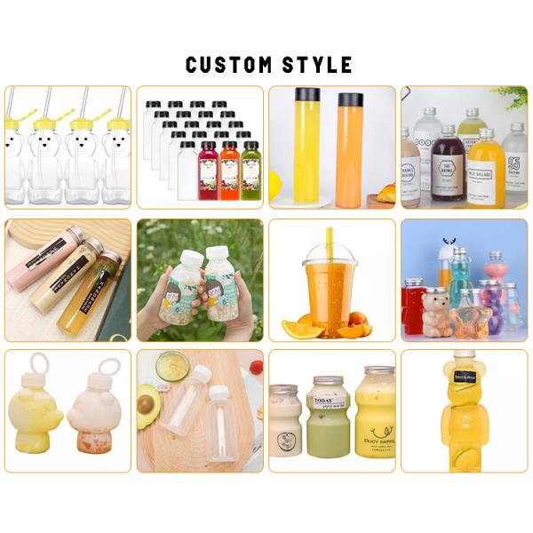 Горячая продажа Пустые Прозрачные 250ml 350ml 500ml Квадратные Холодные напитки Молочные бутылки с черными крышками