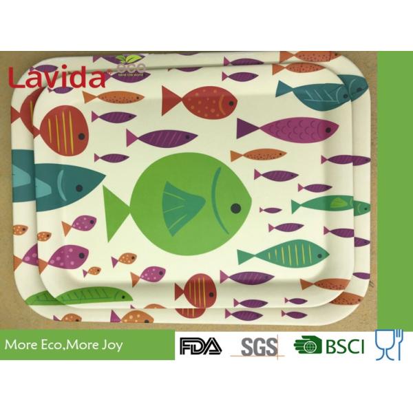 Ocean Fish Style Bamboo Fiber Tray , Shatter Proof Recycled Material Food Serving Trays