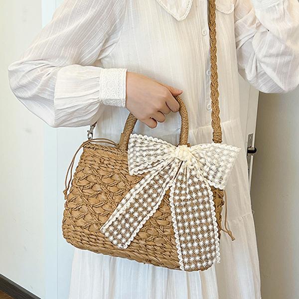 2024 Shoulder Bags Tote Bag Mexico French Basket Straw Weave Beach Bags Women Striped