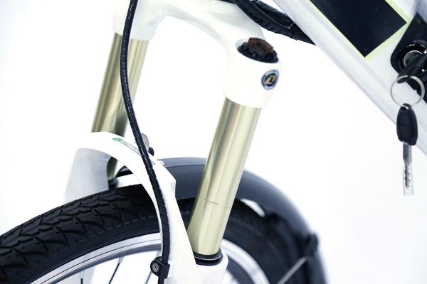 White Water Proof  Electric City Bike With Fender ,front suspensionfork  , 7 speed