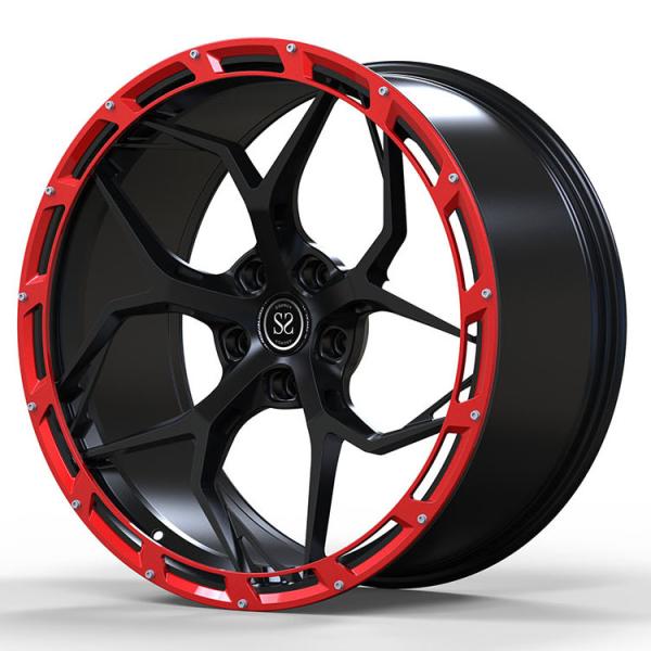 SS1025 21 Inch Staggered Gloss Black+ Red Ring F430 Ferrari Forged Wheels 5x108