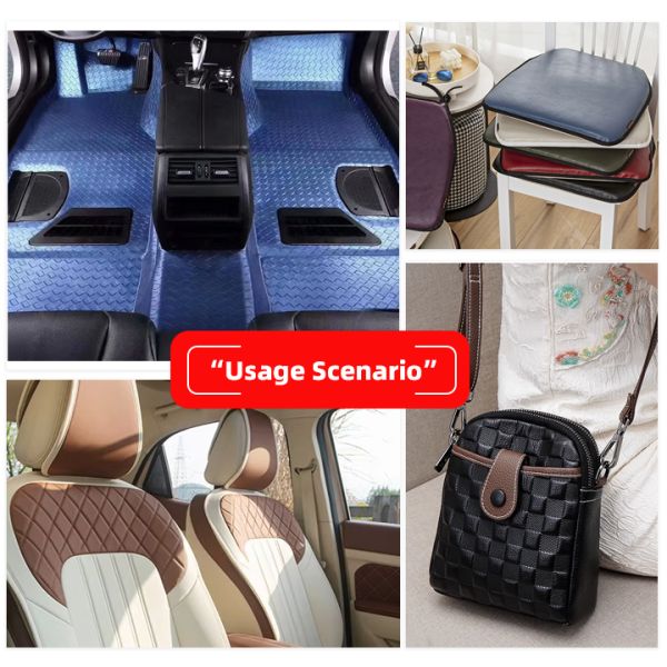 PVC Imitation Embroidery Hexagon Artificial Synthetic Leather for Car Foot Car Seats Sofa Decorate Bag Faux Leather Fabric