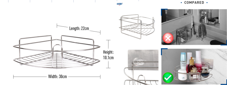 Caddy хранения шампуня тела полки Ss201 ливня 10.1cm высокий вися угловой