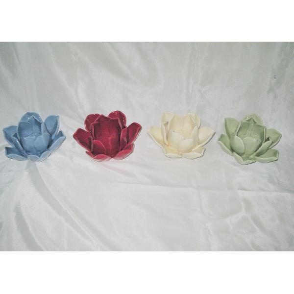 Handmade Ceramic Flower Candle Holder Wax Holder In Solid Colors Porcelain