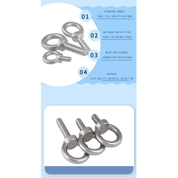 Stainless Steel Eye Bolt and Nuts Carbon Steel  Lifting Eye Bolt M4-m64 Factory Outlet