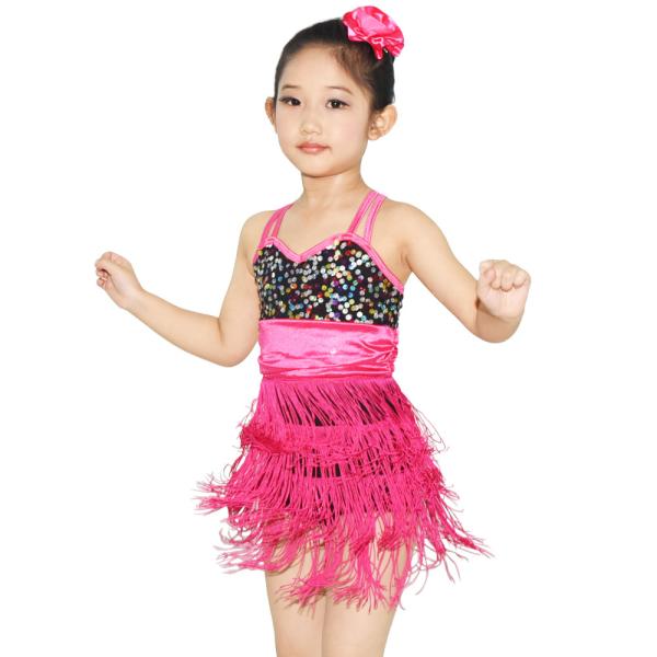 MiDee Fringes Sequins Latin Dress for Girls  fringe latin dress latino dance wear