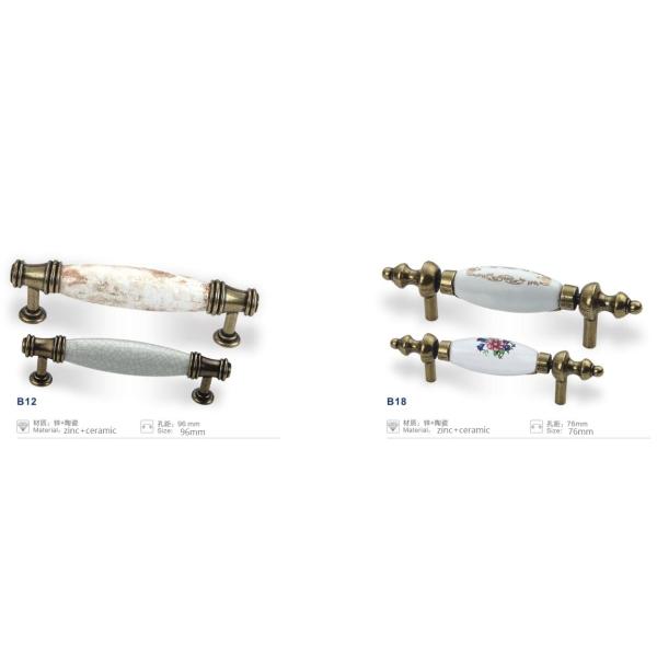 Zinc + Ceramic Material Replacement Kitchen Cabinet Handles Brass Finish