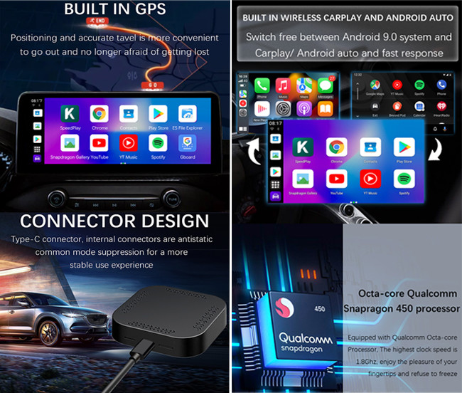 Мини беспроводная коробка Octa CarPlay AI вырезает сердцевина из коробки Carplay Ai коробки Ai андроида Carplay умной
