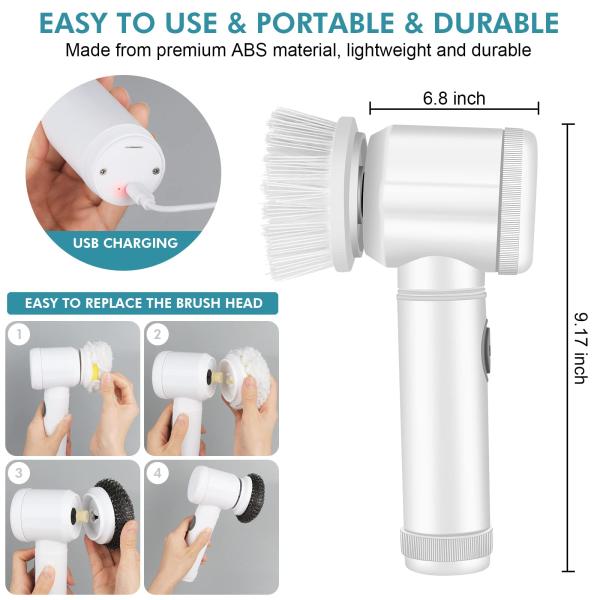 USB Rechargeable Kitchen Dishwashing Brush for Household Cleaning of Sink and Bathtub