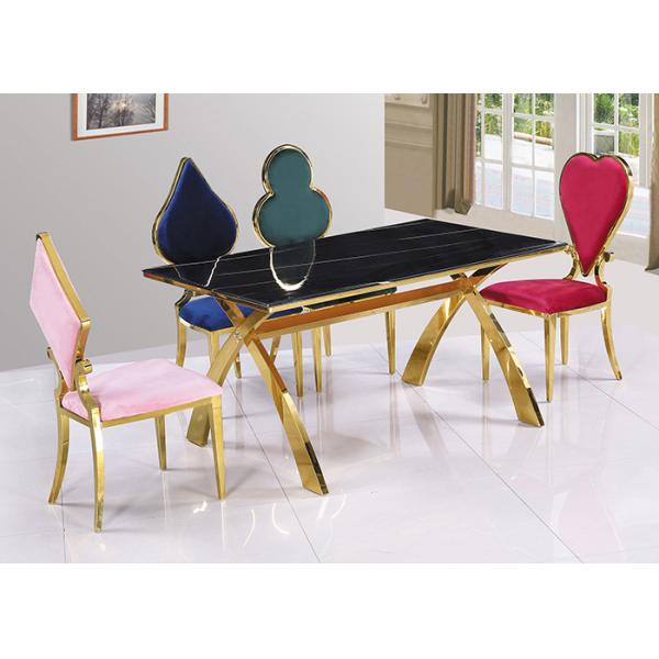 Low Key Luxury 150*90cm Stainless Steel Marble Dining Table