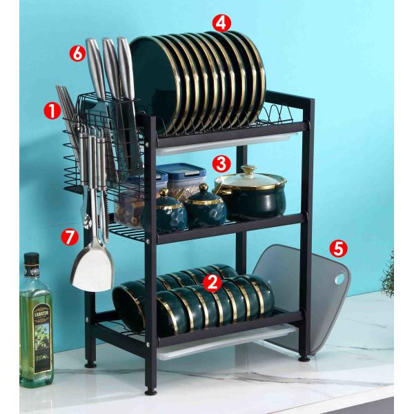 Multi Use Kitchen Stainless Steel Dishes Rack 485x260x590mm Dimension