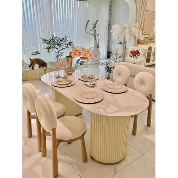 Oak Wooden Cashmere Dining Chairs Lamb Velvet For Modern Office