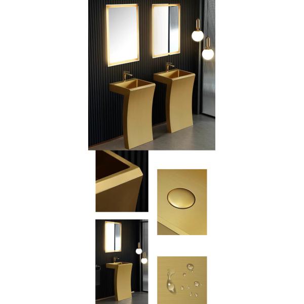 Modern Vanity Stainless Steel Pedestal Sink Floor Standing 7 Shape