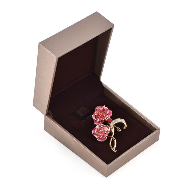 24k Gilded Rose Factory Wholesale Adorable Girls Rose Shaped Brooch Unique Gold Dipped Rose