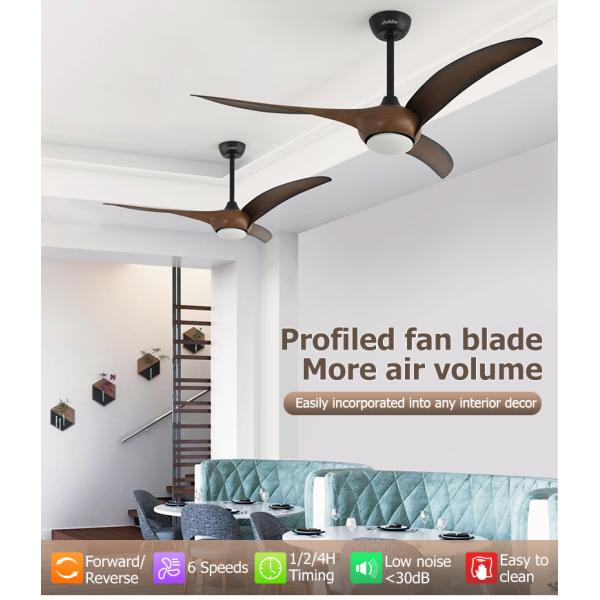 Ventilador de tecto LED com comando remoto e amortecimento de luz Dimmer de apoio Dimmer Sim Rodas descendentes 6