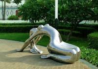 Modern Garden Metal Art Mulher Banco Escultura de aço inoxidável polida