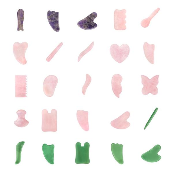 Pente de Jade Massaging Comb Rose Quartz Gua Sha do chinês para a cabeça do cabelo