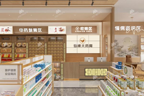 10-YMQSS Pharmacie modèle magasin avec bois naturel style de luxe