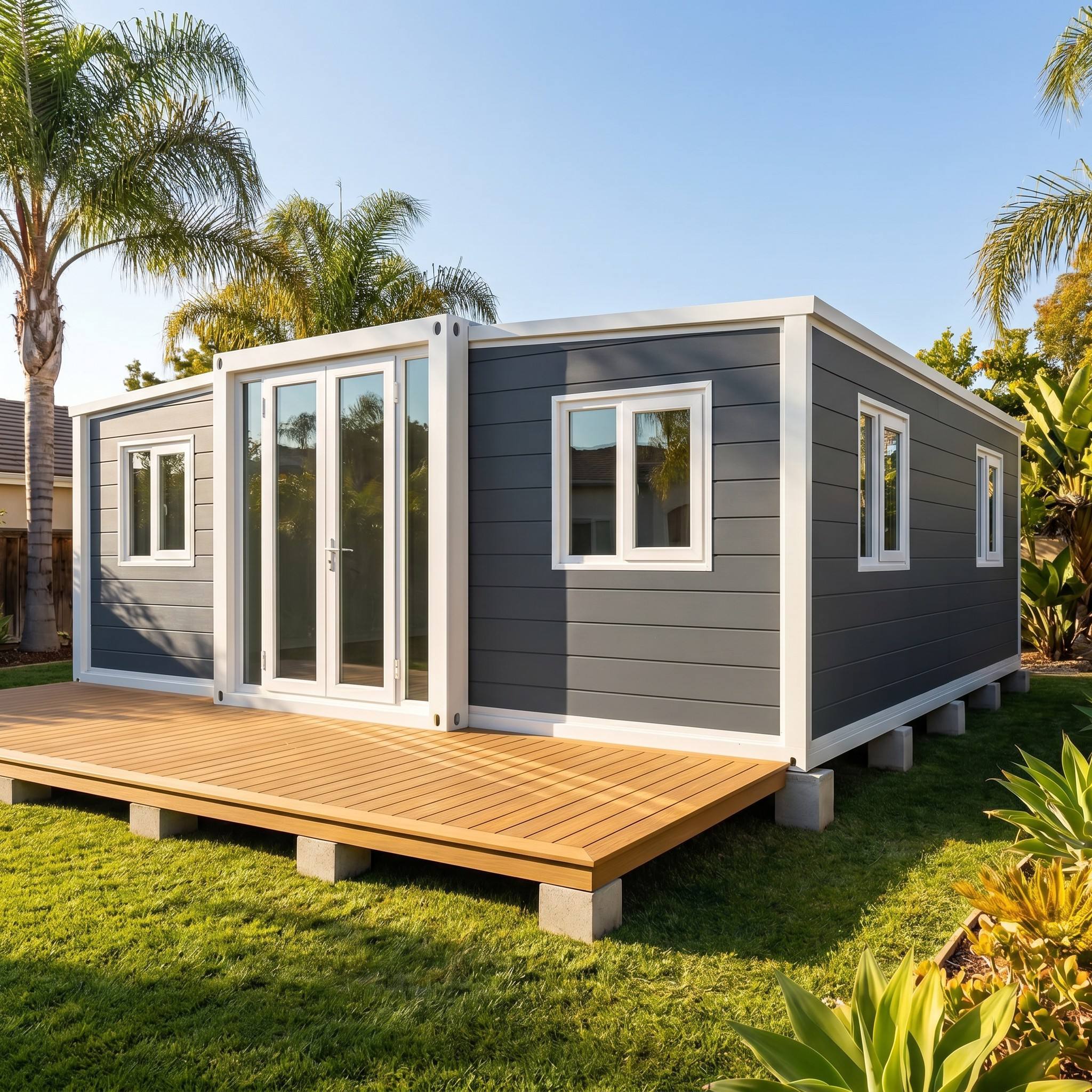 Premium 20ft Expandable Container House - Modern Grey Siding