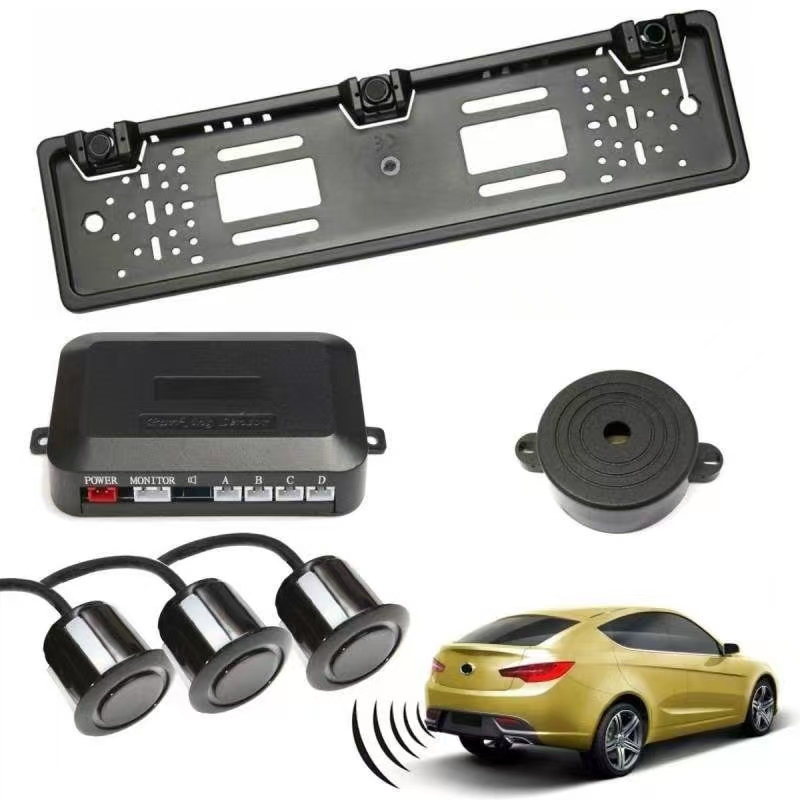 Proximity Warning System Parktronics European License Plate Frame Car Reversing Radar with 3 Sensors Universal EU Plate