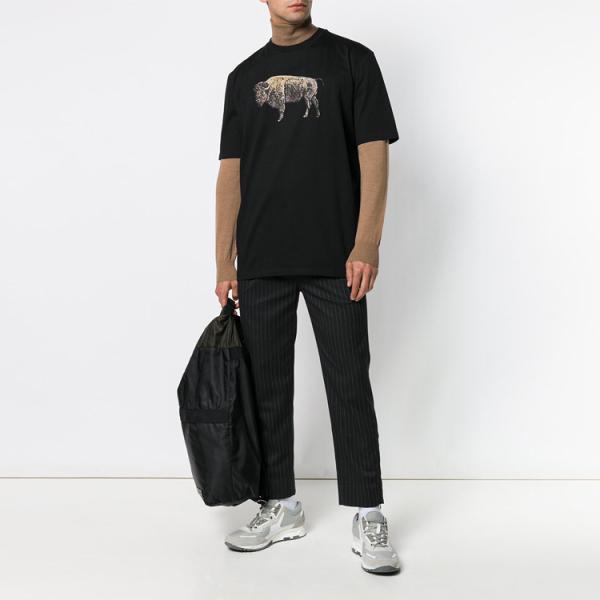 Crew Neck Mens Trendy T Shirts Cotton / Polyester Material Black Color