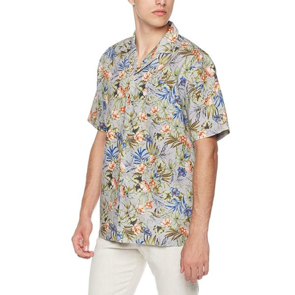 Printed Linen Mens Short Sleeve Tropical Shirts OEM Business Casual Hawaiian Shirt