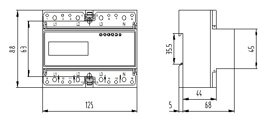 35mm Standard Kilowatt Hour Meter 3 Phase Four Wire DIN Rail , Active & Reactive KWH Meter