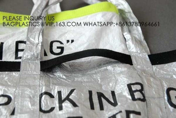 Reusable Tote Bag Waterproof Dupont Tyvek Paper Bag With Lining Custom logo printed tyvek tote shoulder shopping bag
