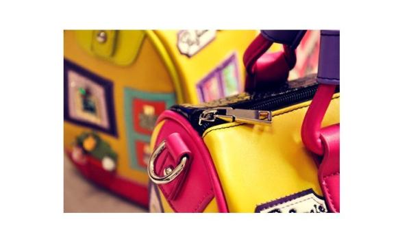 Europe and selling women's handbags shoulder diagonal cartoon character embroidery Boston Messenger Bag