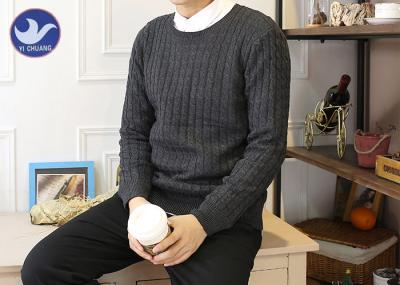 Round Neck Pullover Mens Chunky Knit Jumper Slim - Fitting Winter Garment