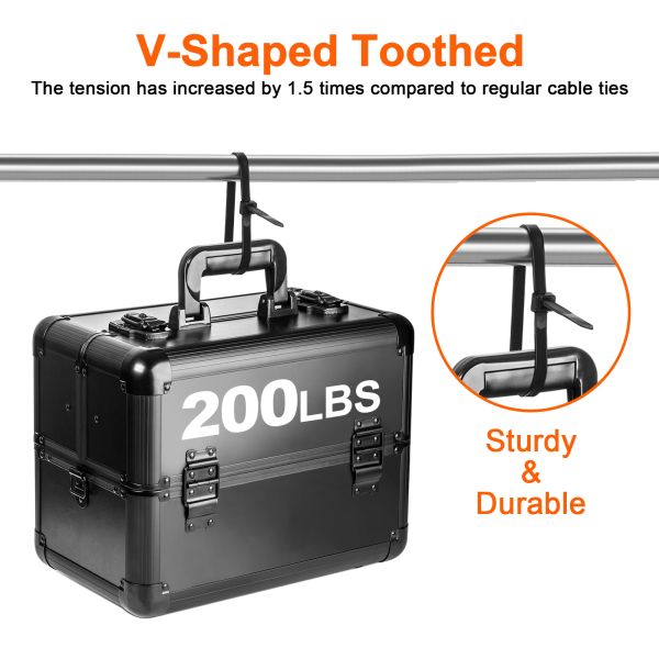 Heavy Duty V Shaped Zip Ties 12 Inch 200 LBS Tensile Strength Durable Adjustable Nylon Tie Wraps