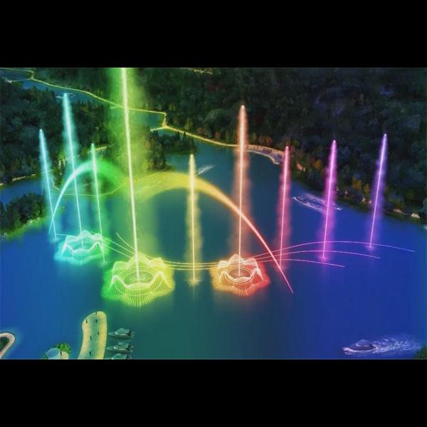 Led light outdoor pond floating man made water music fountain