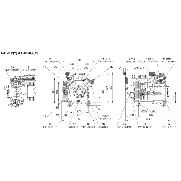Компрессор поршеня CE компрессора 5HP 380V этапа S4T-5.2Y 2 Semi герметичный