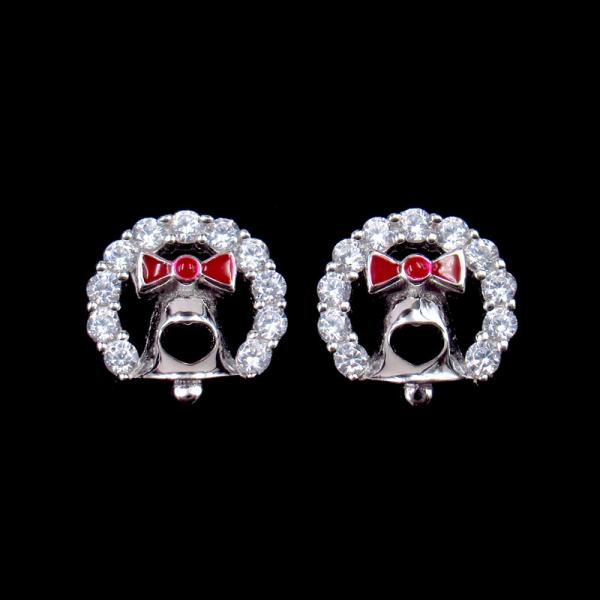 Women Top Ornament Jewelry Christmas Bell Gift 925 Silver Stud Earring