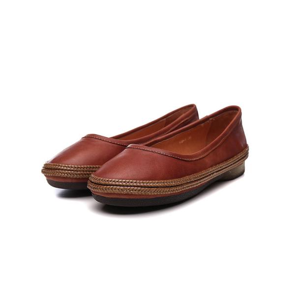 S347 Women'S Shoes Leather Retro Women'S Shoes Woven Shallow Mouth Flat Shoes Women'S Autumn And Winter Factory Direct S