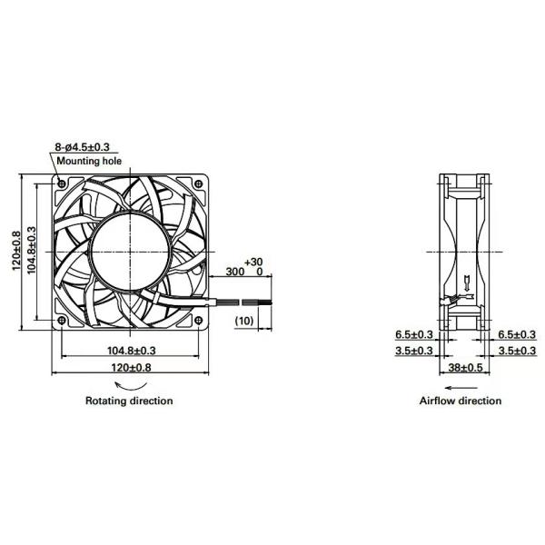 12038 DC Axial Cooling Fan 12V 24V 48V Aluminum Frame 9 Blades 120x120x38mm