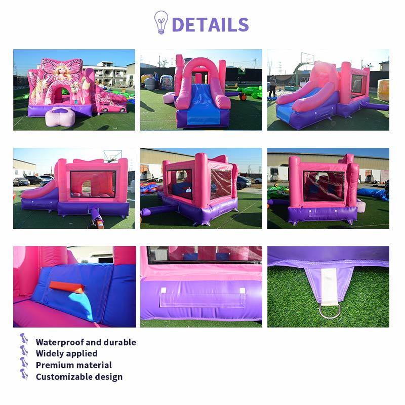 Commercial Grade Pink Princess Bouncy Castle with Slide Fashion Doll Theme Inflatable Bouncer Combo for Party Rental