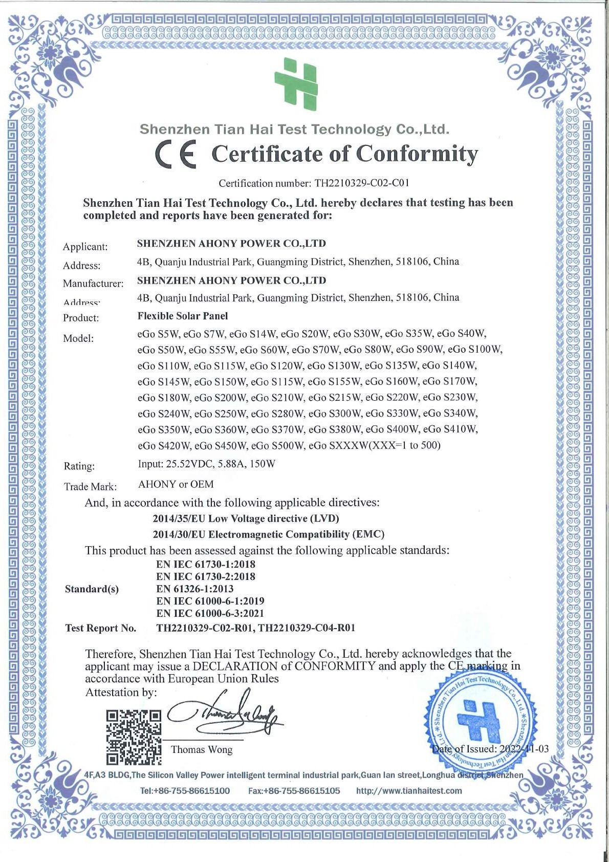 Shenzhen Ahony Power Co., Ltd. Сертификации