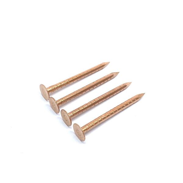 0.134 Jagged Shank Solid Copper Nails For Roofing With Big Flat Head