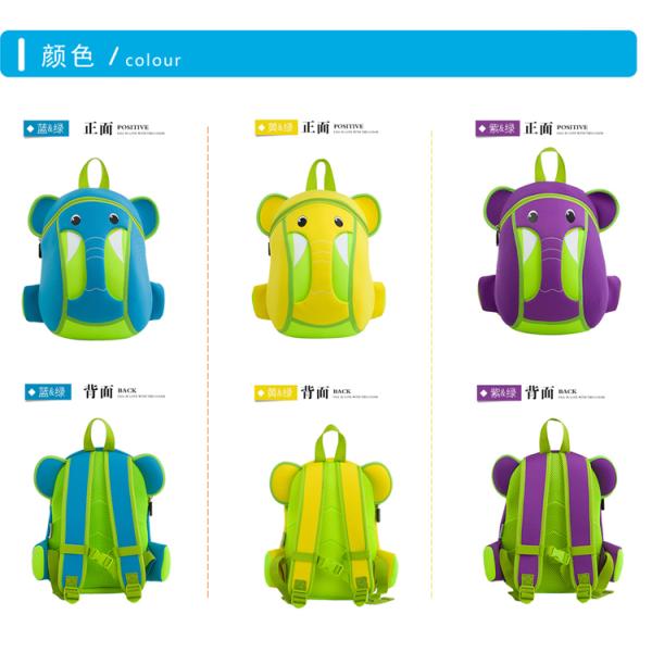 Waterproof Kids Animal Backpack , Personalised Toddler Backpack Elephant Style