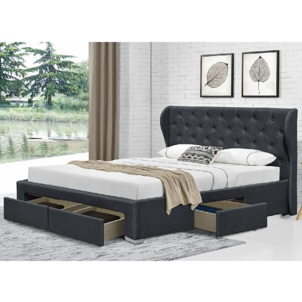 La tela del lino de la madera contrachapada se fue volando tamaño doble de la cama del almacenamiento de Ottoman