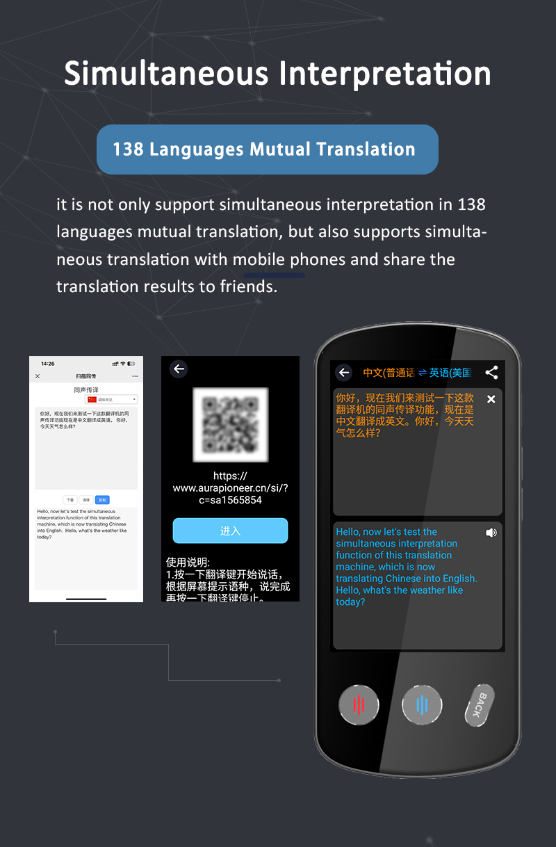 Two Way Language Translation Device Real Time Mobile Remote Translation Multilingual Translator