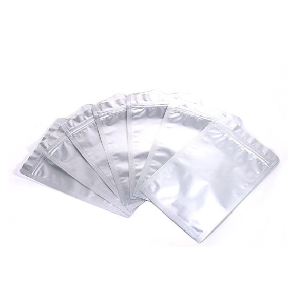 Clear White Food Safe FDA Approved Flat Metallic Mylar Foil Flat Zip-lock Bag