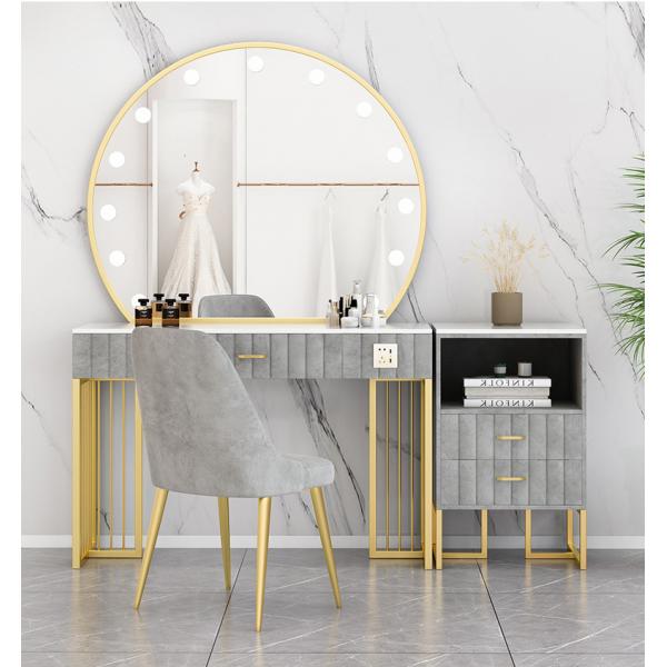 Nordic Standing Hollywood Mirror And Desk Dressing Table With Drawers