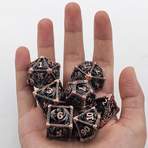 Hollow Multi Face Metal Dice Set D20 Sharp Cut Flying Dragon Budemen'S God
